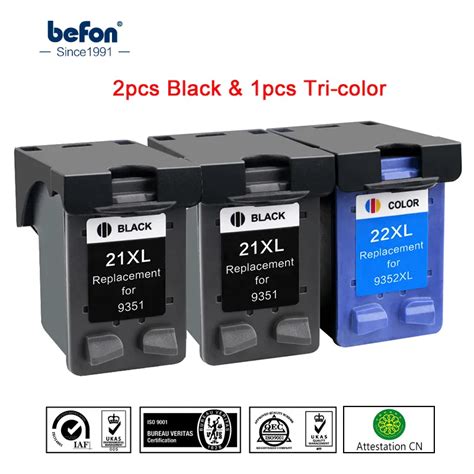 befon 21 22 XL 2 Black 1 Color Ink Cartridge Replacement for HP 21 22 HP21 21XL 22XL Deskjet ...