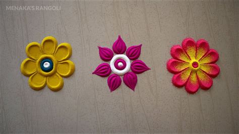 Very Easy And Cute Rangoli Designs For Diwali | Small Flower Rangoli Designs | Deepavali Rangoli ...