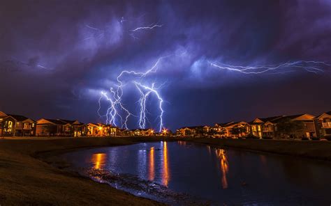 landscape, Lightning, House, Reflection, Water, Storm, Oklahoma Wallpapers HD / Desktop and ...