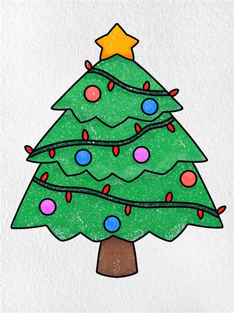 Christmas Tree Cartoon Drawing - HelloArtsy