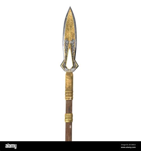 long spear, weapon, on an isolated white background. 3d illustration Stock Photo - Alamy