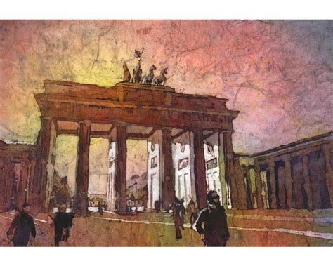 Brandenburg Gate in Berlin, Germany. Watercolor batik painting : r/painting