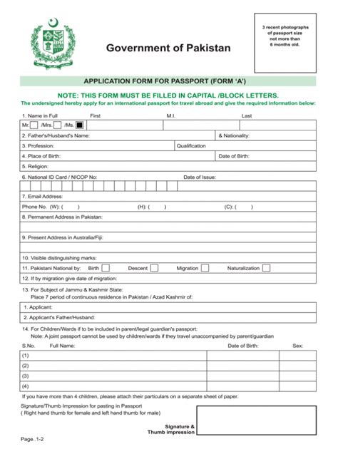 Pakistani Passport Application Form Fill Out And Sign ...