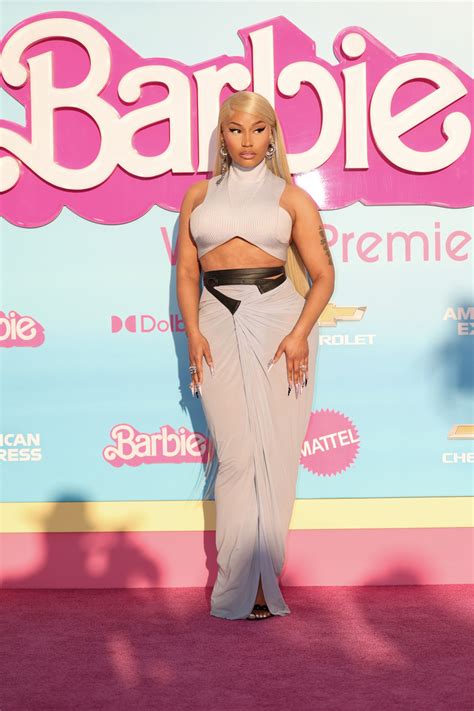 Nicki Minaj Gets Sculpted at 'Barbie' Premiere L.A. in Alaïa Crop Top