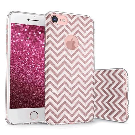 Chevron White on Rose Gold Glitter Case for iPhone 8 | Glitter case ...