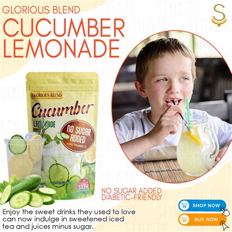 Glorious Blend Cucumber Lemonade 360g with Stevia, Non Acidic, No Sugar Added, Diabetic-friendly ...
