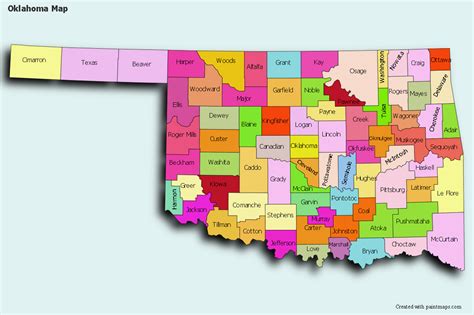 Oklahoma Counties Map With Cities - 2023 Calendar Printable