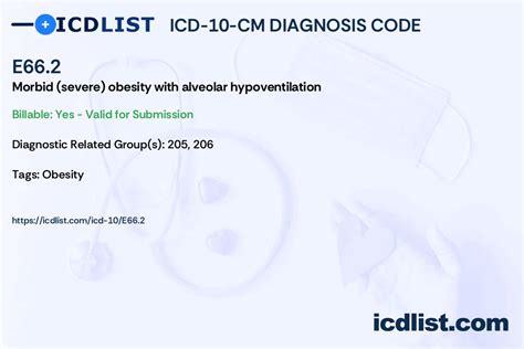 ICD-10-CM Diagnosis Code E66.2 - Morbid (severe) obesity with alveolar ...