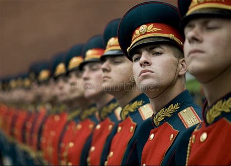 Men In Black And Red Cade Hats And Military Uniform Picture. Image ...