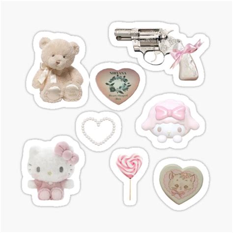 "coquette sticker pack heart shaped cute animals sanrio hello kitty" Sticker for Sale by ...