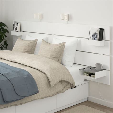 NORDLI bed with headboard and storage, white, King - IKEA | Cabeceros ...