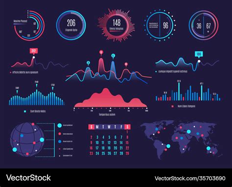 Monitoring dashboard template Royalty Free Vector Image