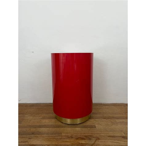 1980s Vintage Red Drum Side Table | Chairish
