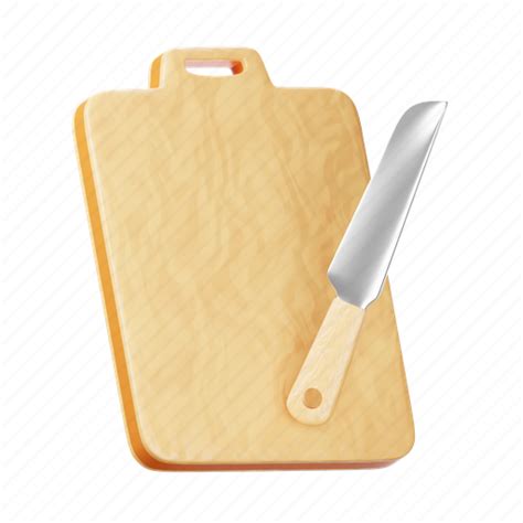 Knife, and, cutting board, kitchen, tool 3D illustration - Download on ...