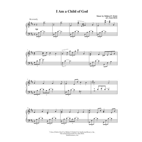 I Am a Child of God (early intermediate) - Anne Britt Music