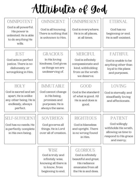 The Attributes of God (With Free Printable for Bible Study!) | Attributes of god, Personal bible ...