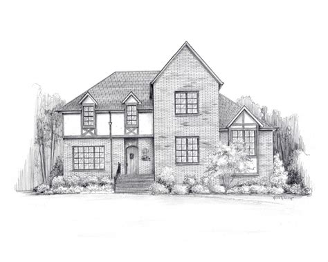 11 x 14 Pencil House sketch architectural