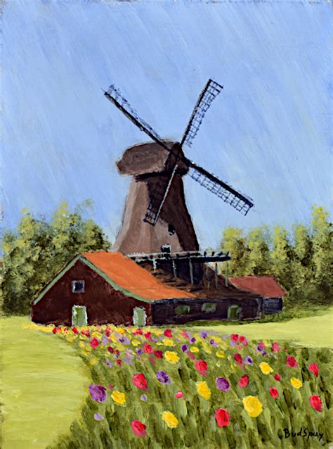 Windmill and tulips – Artofit