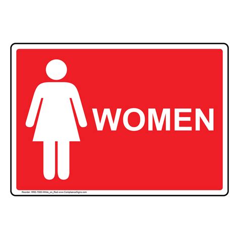 Red Women Restroom Sign With Symbol RRE-7000-White_on_Red