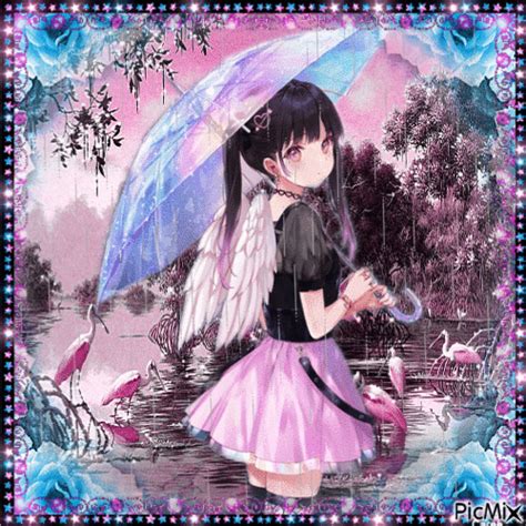 Anime Girl mit Regenschirm - GIF animé gratuit - PicMix