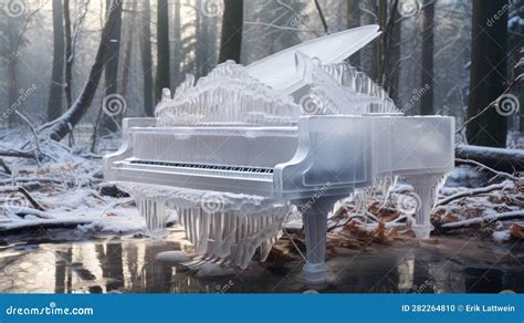 Grand Piano Made of Ice in Winter Landscape - Beautiful Wallpaper Stock Illustration ...