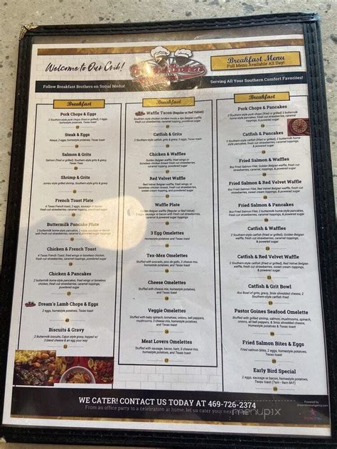 Menu of Breakfast Brothers in Dallas, TX 75237