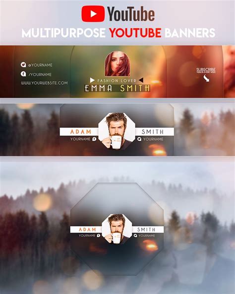 8 Creative MultiPurpose YouTube Banners | Youtube banner design ...