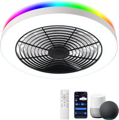 Orison Low Profile Ceiling Fan with Lights- 19.7 in Smart Bladeless ...