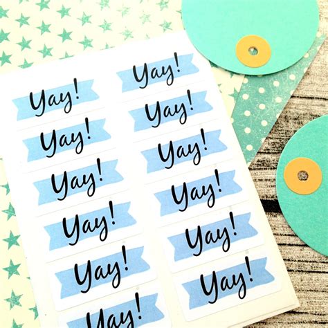 Yay Pale Blue Stickers Celebration Stickers Yay Birthday - Etsy UK