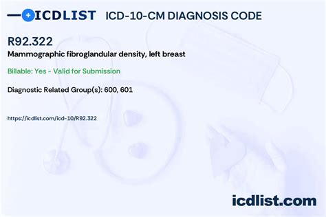 ICD-10-CM Diagnosis Code R92.322 - Mammographic fibroglandular density, left breast