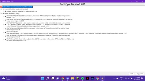 How do I fix this error? Incompatible mod set! net.fabricmc.loader.impl ...