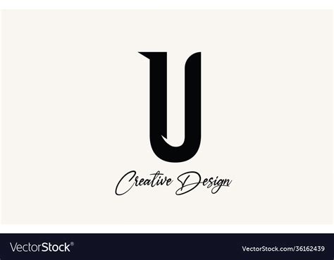 U simple black and white alphabet letter logo Vector Image
