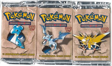 Pokemon Fossil Booster Pack X3 - 1 Pack of each art (Zapdos, Lapras ...