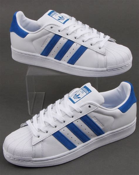 Adidas Superstar Trainers White/Blue - Adidas At 80s Casual Classics