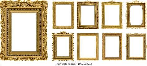 Set Decorative Vintage Frames Borders Setgold Stock Vector (Royalty ...