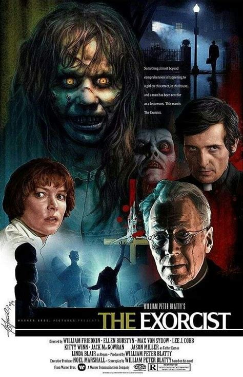 the exorcrist movie poster with two men and one woman in horror movies