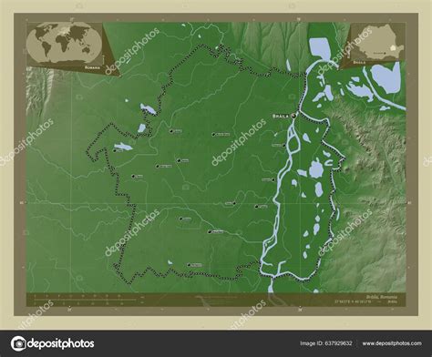 Braila County Romania Elevation Map Colored Wiki Style Lakes Rivers ...