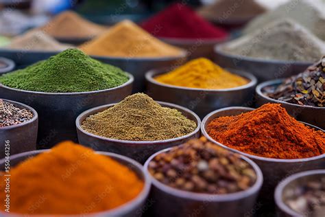 colorful arabic spices in an arabian souk Stock Illustration | Adobe Stock