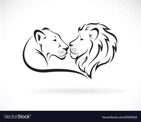 Male lion and female lion design on white background. Wild Animals. Lion logo or icon. Easy ...