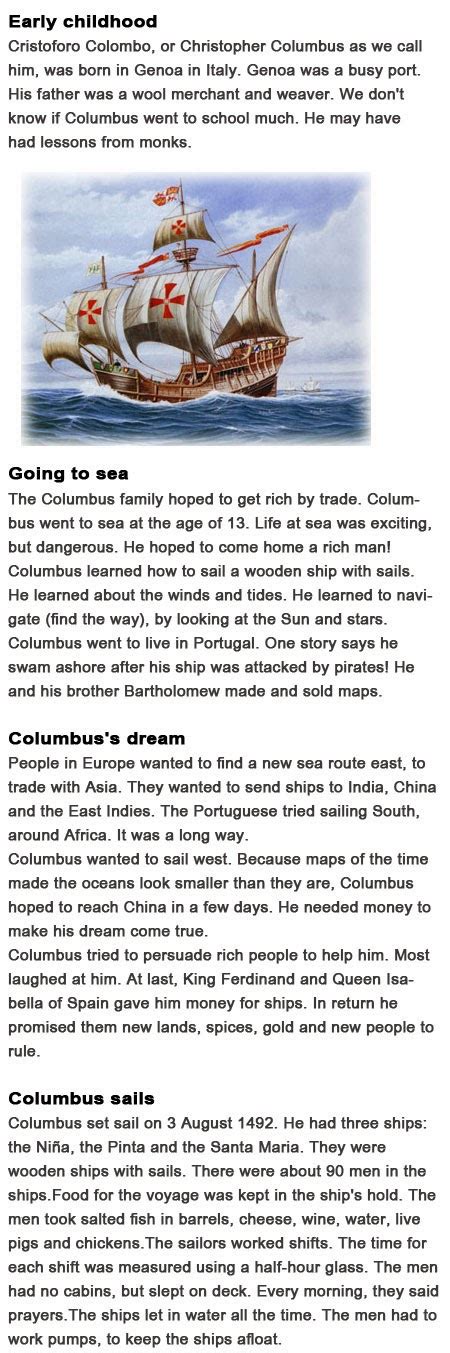 Information about Christopher Columbus for kids | Childhood Education