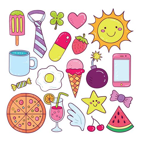 Cute Colorful Doodle Sticker Collection 2293728 Vector Art at Vecteezy