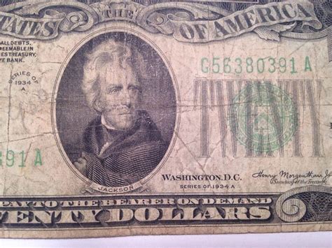 Old Vintage 1934 Twenty Dollar Bill $20 Federal Reserve Note - 1934 ...