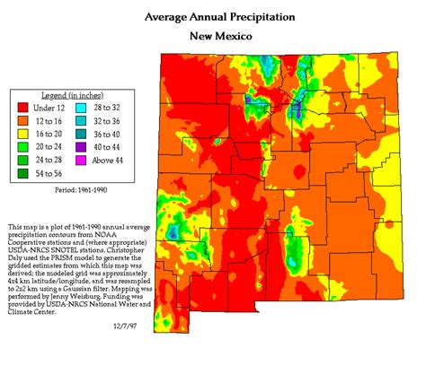 Average Annual Precipitation for New Mexico