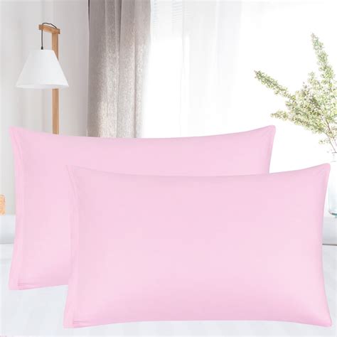 Zippered Pillow Cases Pillowcases Covers Egyptian Cotton 2-Pack (20 x 30 Inch, Pink) Bedding for ...