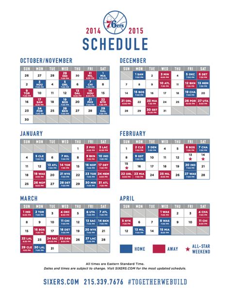 Sixers Schedule Printable - Printable Templates