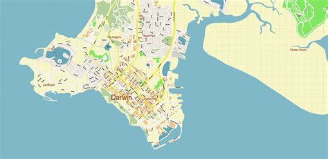 Darwin Australia PDF Vector Map: City Plan High Detailed Street Map editable Adobe PDF in layers