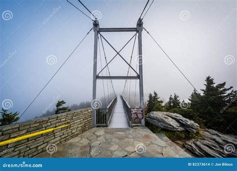 The Mile High Swinging Bridge in Fog, at Grandfather Mountain, N ...