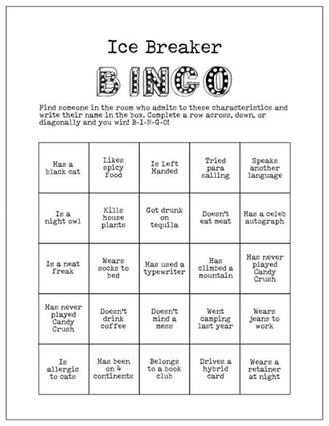 Ice Breaker Game Human Bingo Cards Get to Know You Party - Etsy | Ice ...