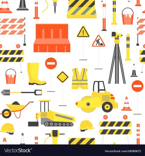 Cartoon road construction background pattern Vector Image