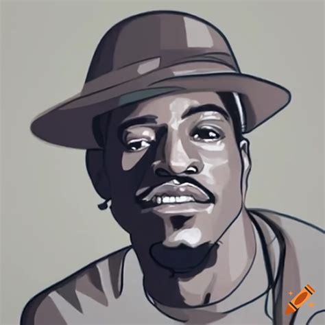 Minimalist line drawing of andre 3000